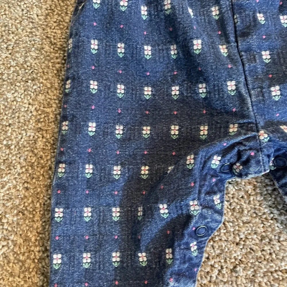 Vintage‎ 80s OSHKOSH Toddler Girl 3M Blue Denim Flower Daisy Overalls